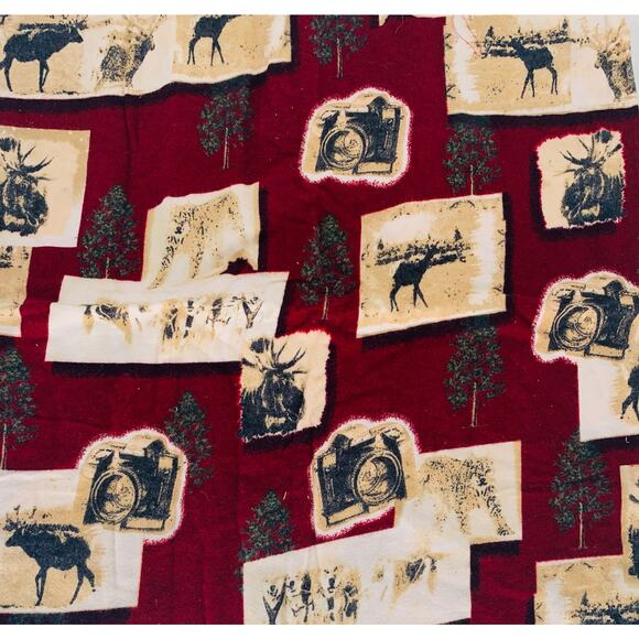 Flannel Fabric Red Wildlife Northwoods Beige Black Safari 1/2 Yard 45 Inch Wide - Picture 6 of 6
